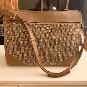 *Pristine Condition* Vintage Hartmann Leather and Tweed Overnight Bag